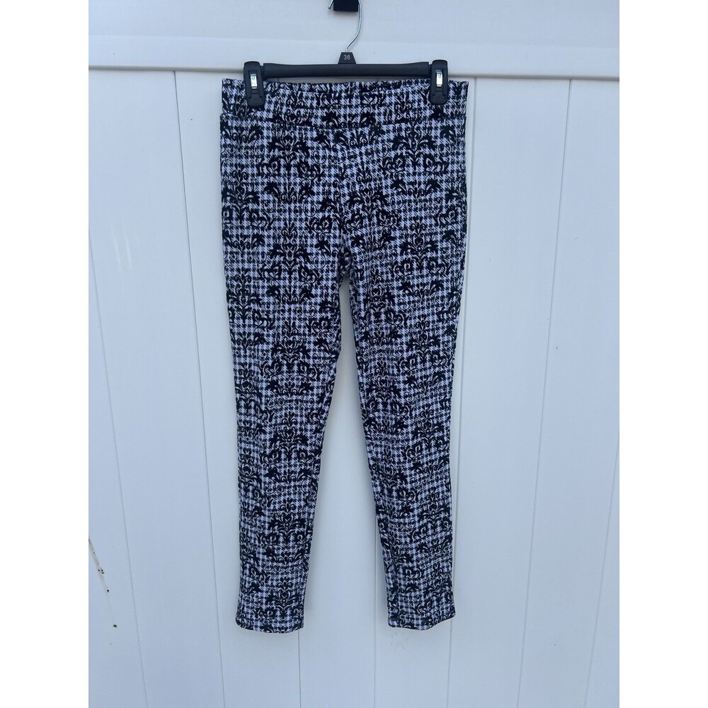 Ci Sono Black Knit Floral Pants Women's Size Large Pull On